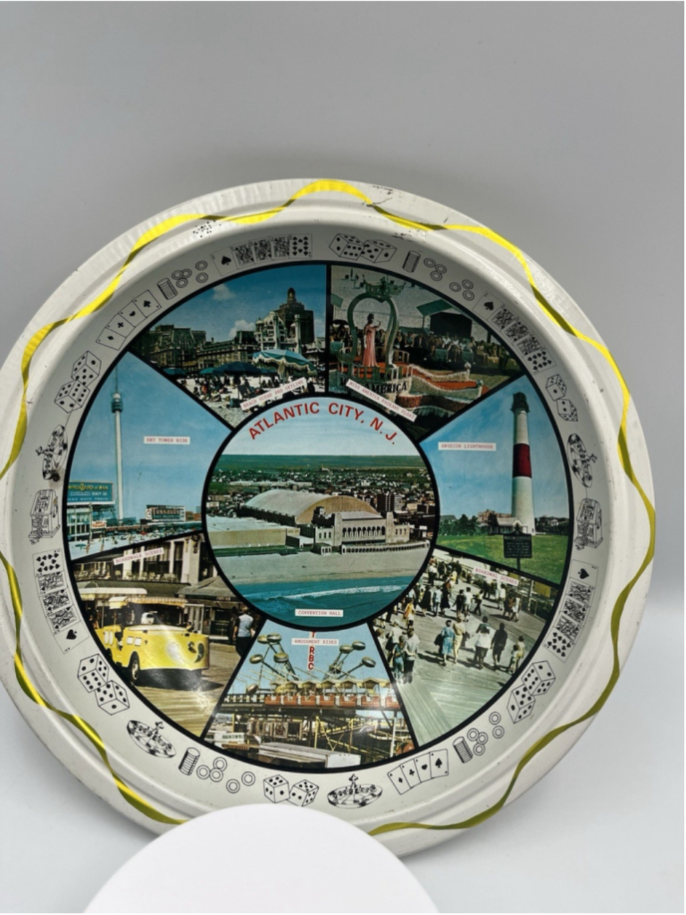 Views Of ATLANTIC CITY ,N.J. Vintage Souvenir Aluminum Serving Tray Plate SEE